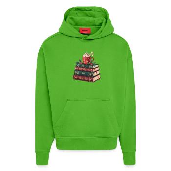 Bücher und Weihnachten – Geschenk für Leseratten - Hoodie- made by SPREAD  - Apple Neon - Vorne