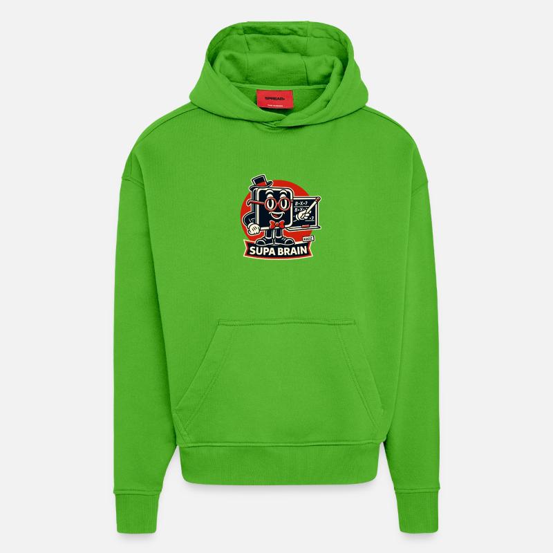Supa Brain Gehirn Mathe Held - Hoodie- made by SPREAD - Apple Neon