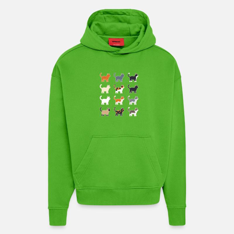 Katzen Illustration Raster - Hoodie- made by SPREAD - Apple Neon