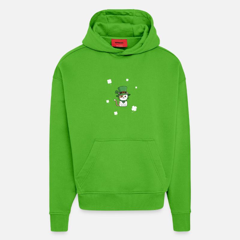 Chat de la Saint-Patrick - Sweat à capuche bio épais oversize fabriqué en UE - Apple Neon
