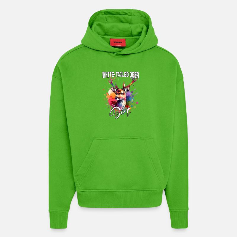 White-Tailed Deer Mädchen Weisswedelhirsch - Hoodie- made by SPREAD  - Apple Neon