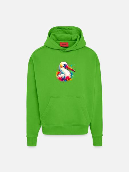 Nazca boobies motif - Hoodie- made by SPREAD - Apple Neon