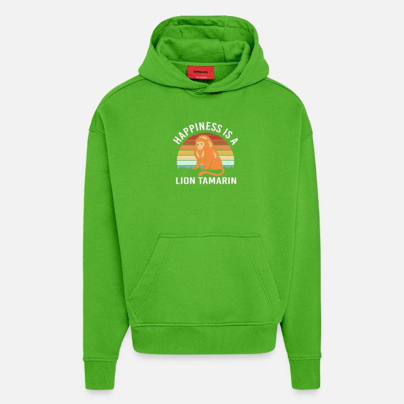 Singe Tamarin - Sweat à capuche bio épais oversize fabriqué en UE - Apple Neon