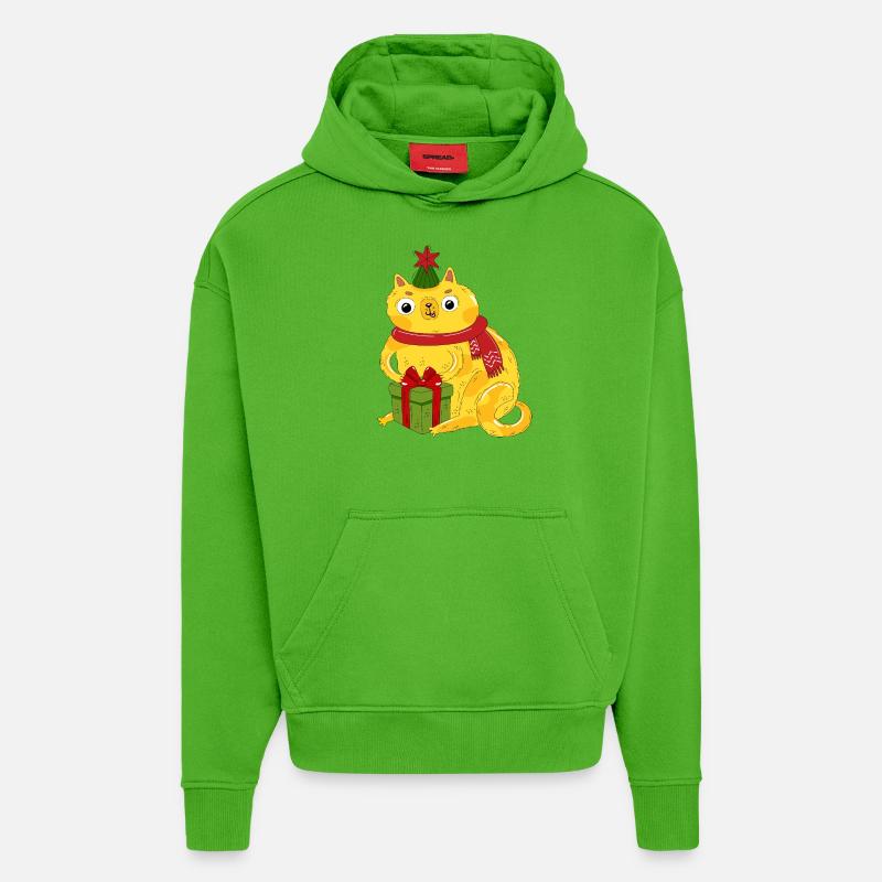 Chat et coffret cadeau - Sweat à capuche bio épais oversize fabriqué en UE - Apple Neon