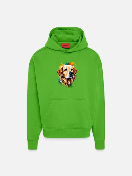 Golden Retriever hunderace - Golden Retriever - Heavyweight oversized organic hoodie made in EU - Apple Neon
