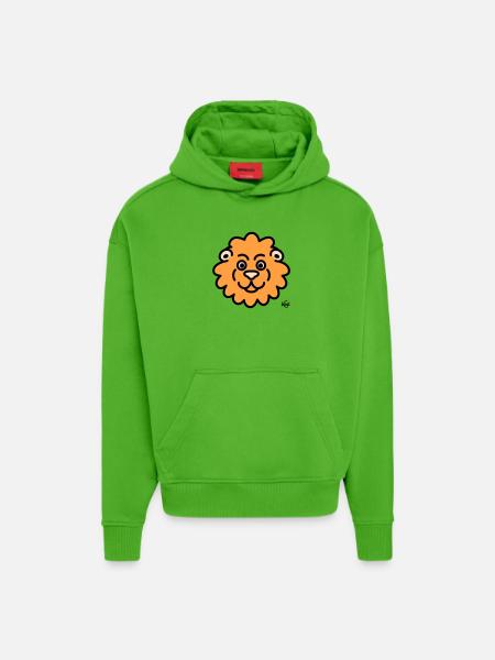 Lion Large - Hoodie- made by SPREAD  - Apple Neon