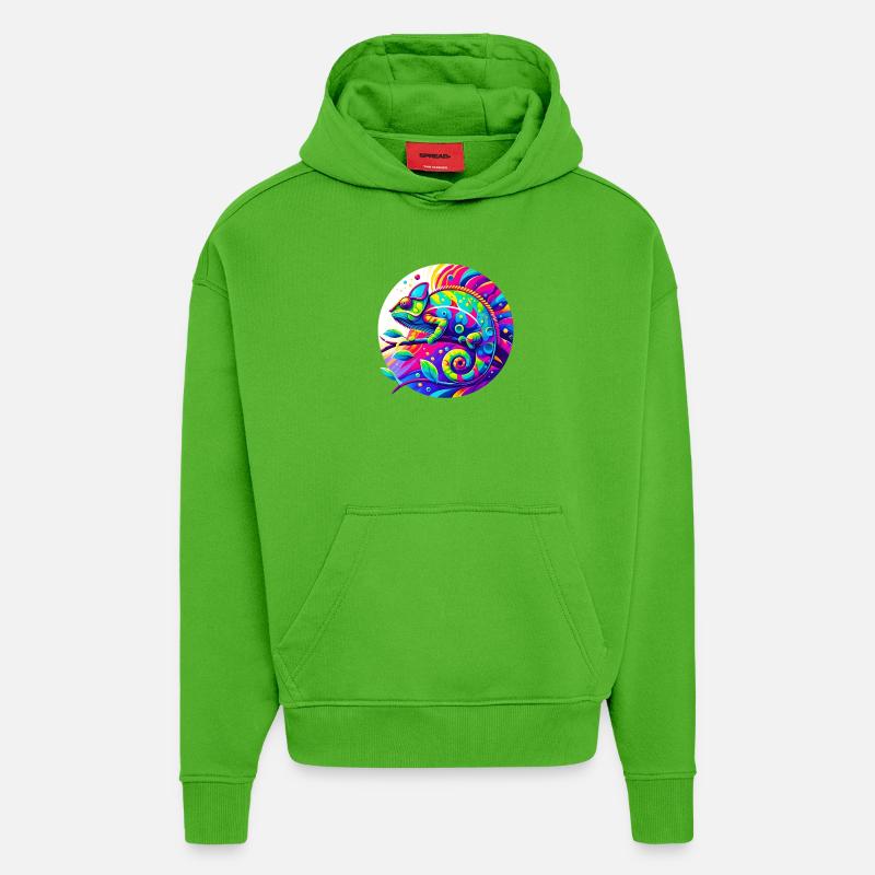 Caméléon - Sweat à capuche bio épais oversize fabriqué en UE - Apple Neon