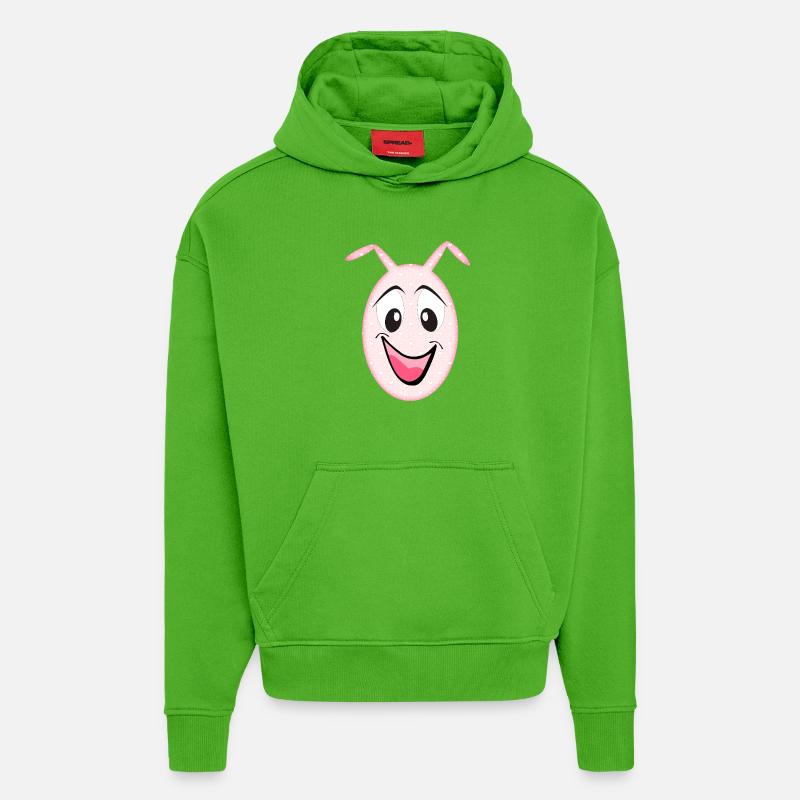 kleines süßes Monster Bunny Gesicht Herzchen - Hoodie- made by SPREAD  - Apple Neon