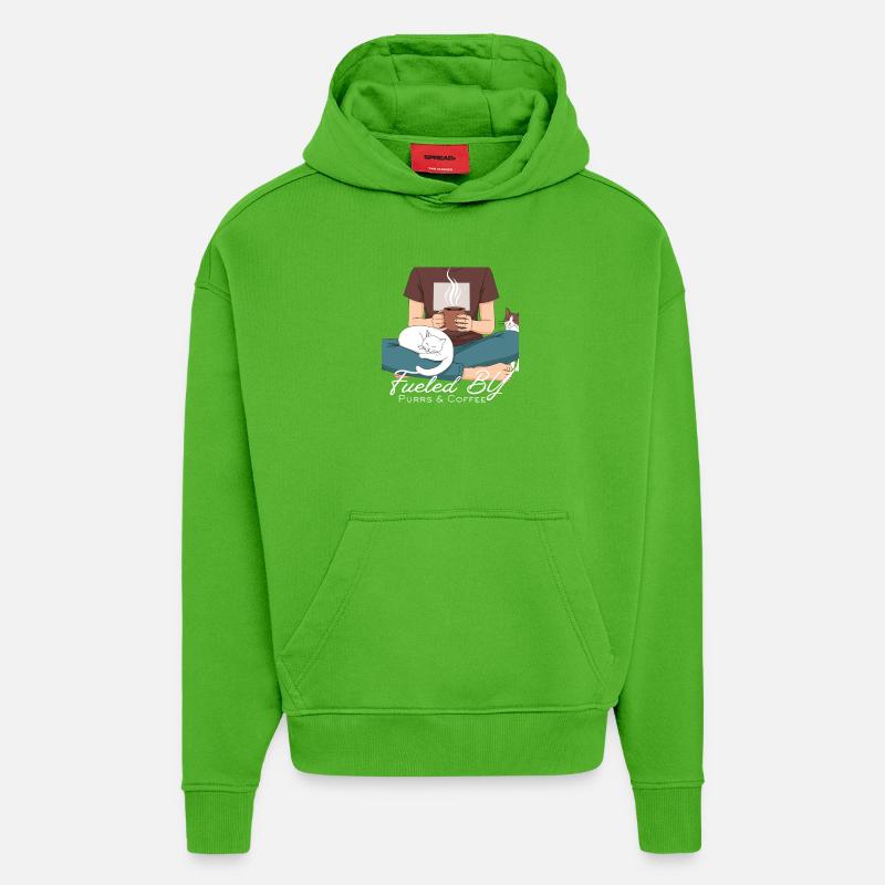 Chaleur Café et Ronrons - Sweat à capuche bio épais oversize fabriqué en UE - Apple Neon