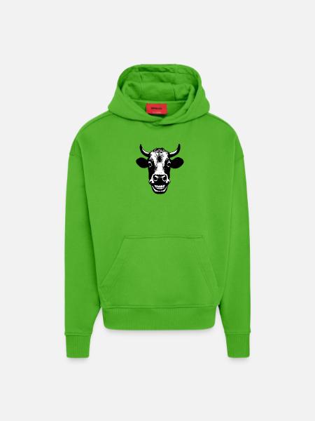 Grinning Cow - Hoodie- made by SPREAD  - Apple Neon