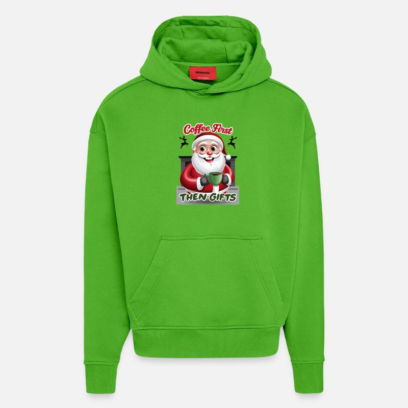 Weihnachtsmann mit Kaffee - Hoodie- made by SPREAD  - Apple Neon