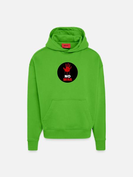No War - Sweat à capuche bio épais oversize fabriqué en UE - Apple Neon