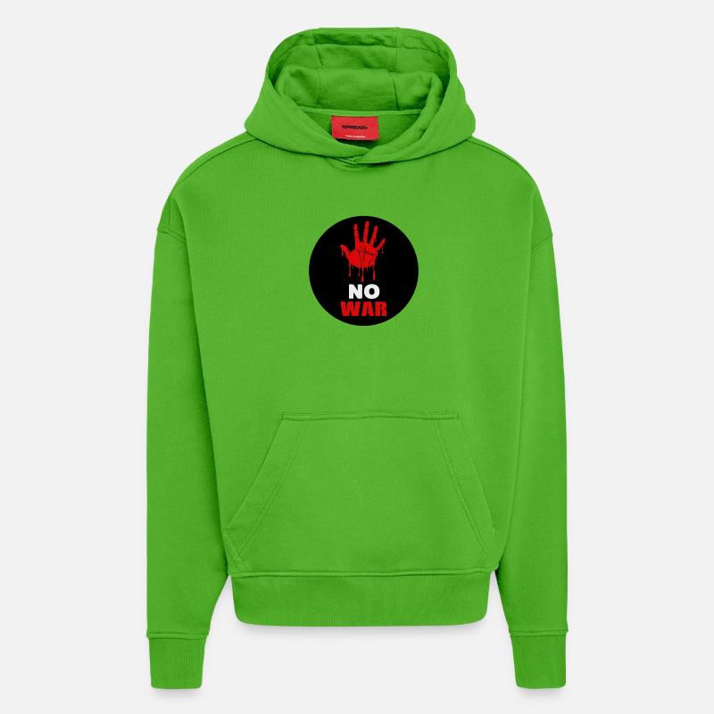 No War - Sweat à capuche bio épais oversize fabriqué en UE - Apple Neon