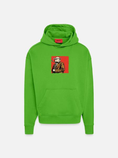 Lamm im Anzug mit Pfeife - Hoodie- made by SPREAD - Apple Neon