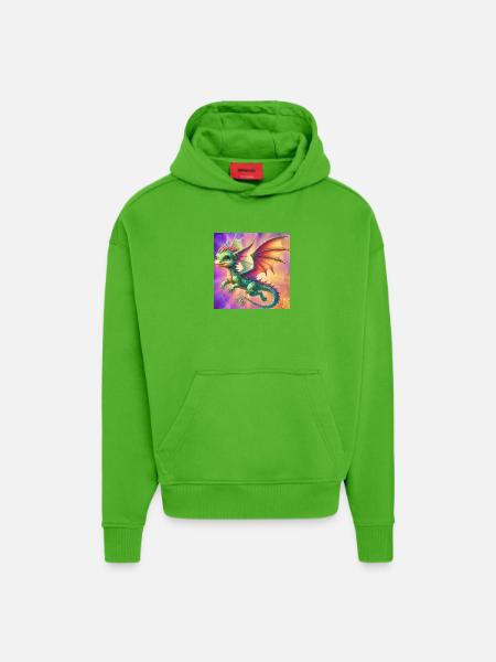dragon - Sweat à capuche bio épais oversize fabriqué en UE - Apple Neon
