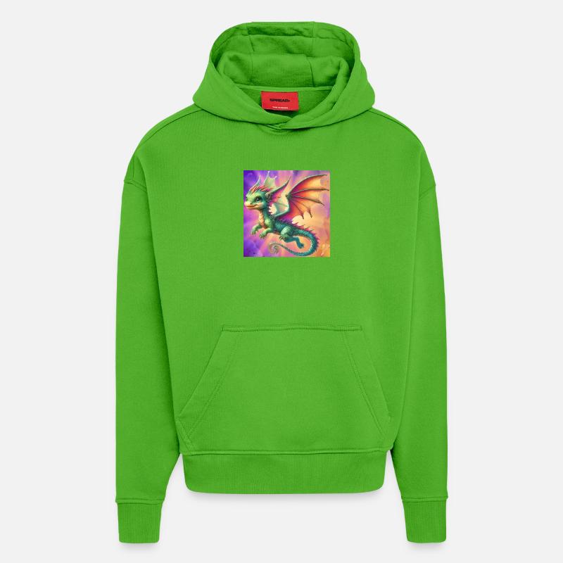 dragon - Sweat à capuche bio épais oversize fabriqué en UE - Apple Neon