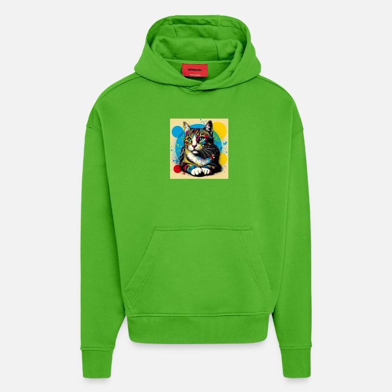 chat - Sweat à capuche bio épais oversize fabriqué en UE - Apple Neon