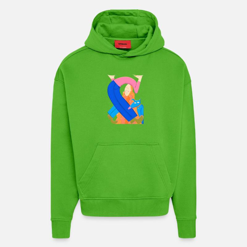 Noué de vie - Sweat à capuche bio épais oversize fabriqué en UE - Apple Neon