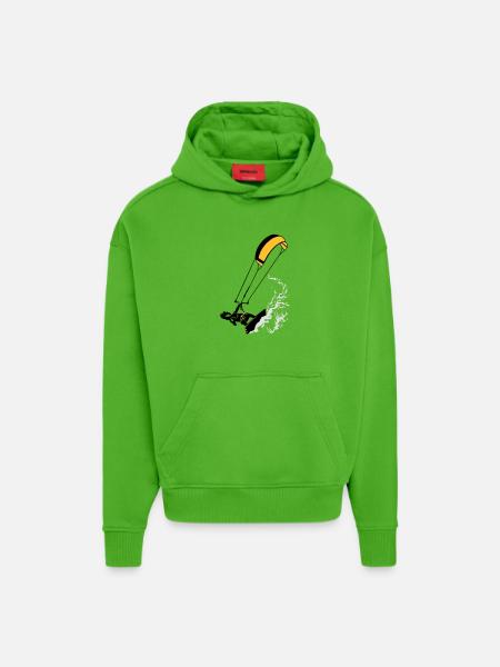 Kitesurfer and wave flex - Sweat à capuche bio épais oversize fabriqué en UE - Apple Neon
