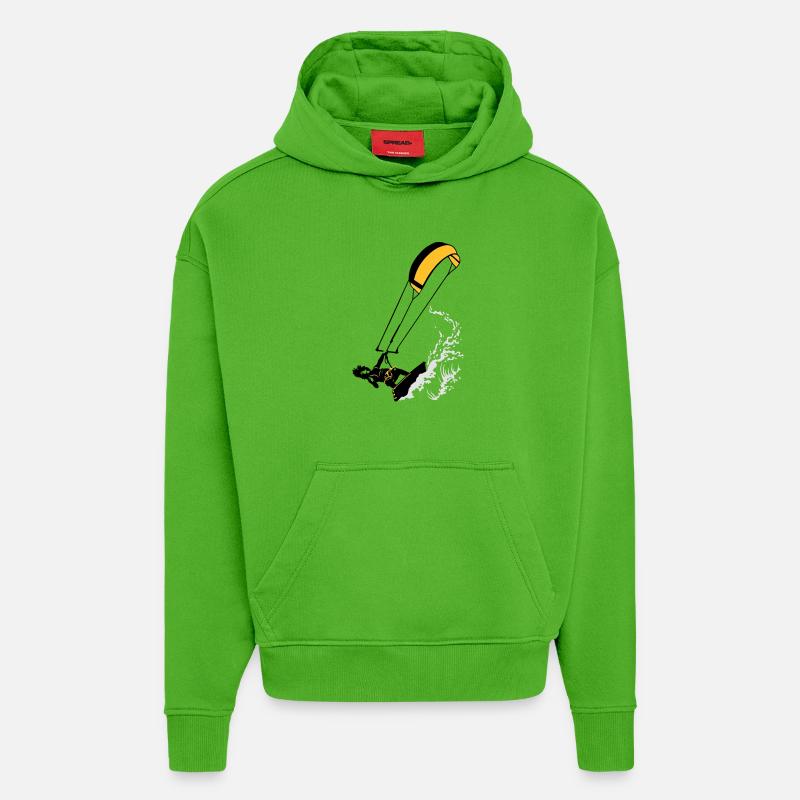 Kitesurfer and wave flex - Sweat à capuche bio épais oversize fabriqué en UE - Apple Neon