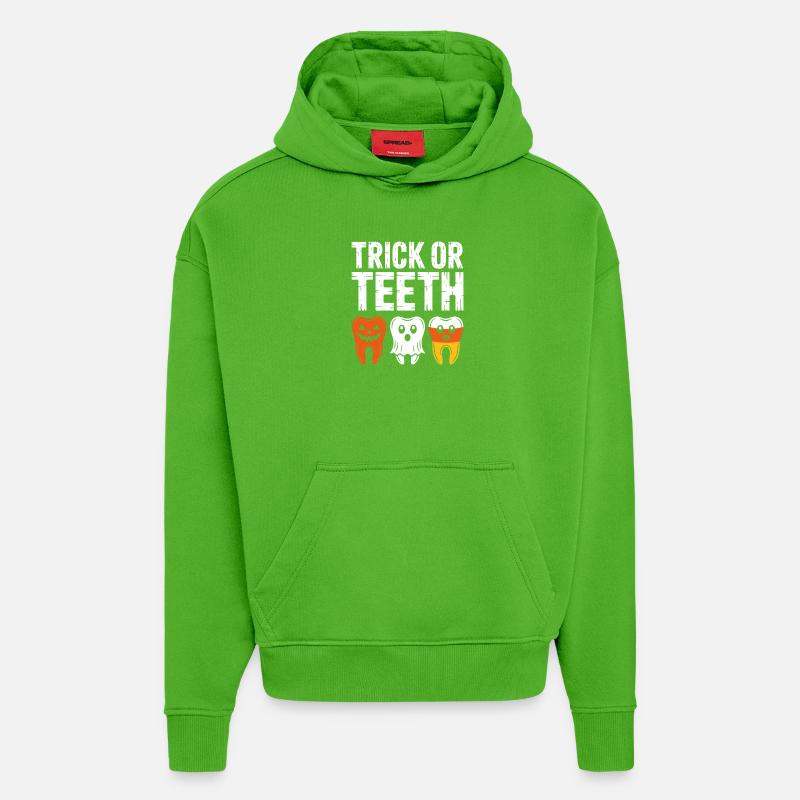 Trick oder Teeth Halloween-T-Shirt - Hoodie- made by SPREAD  - Apple Neon
