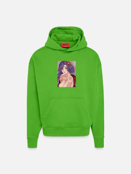 Geisha Bloom Tattooed  - Hoodie- made by SPREAD  - Apple Neon