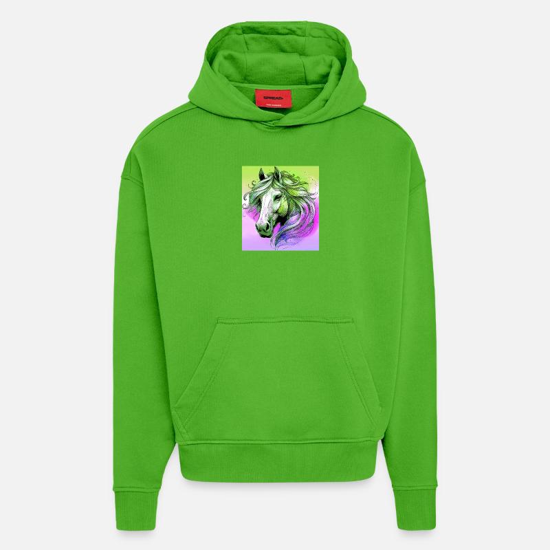 cheval - Sweat à capuche bio épais oversize fabriqué en UE - Apple Neon