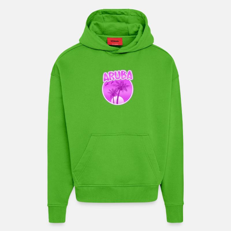 Aruba comme plage - Sweat à capuche bio épais oversize fabriqué en UE - Apple Neon
