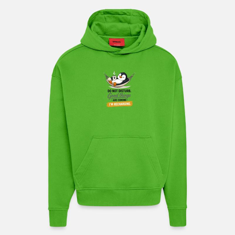 Penguin Recharging Hammock - Hoodie- made by SPREAD  - Apple Neon