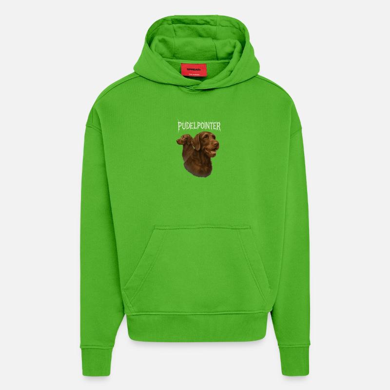 Caniche Pointer - Sweat à capuche bio épais oversize fabriqué en UE - Apple Neon