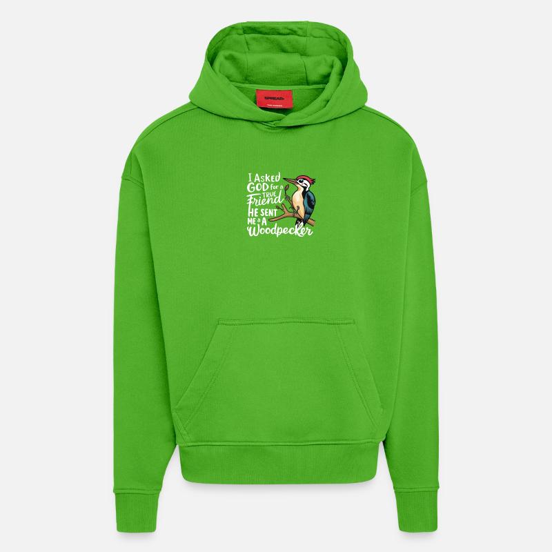 Conception d’amoureux des oiseaux - Sweat à capuche bio épais oversize fabriqué en UE - Apple Neon