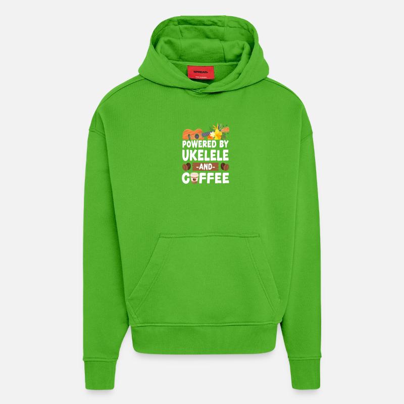 Ukulélé hawaïen ukélé café - Sweat à capuche bio épais oversize fabriqué en UE - Apple Neon
