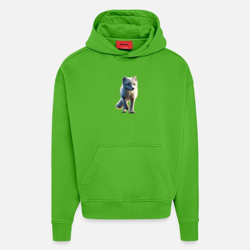 Polarfuchs Schneefuchs Eisfuchs Süßer Weißer Fuchs - Hoodie- made by SPREAD  - Apple Neon