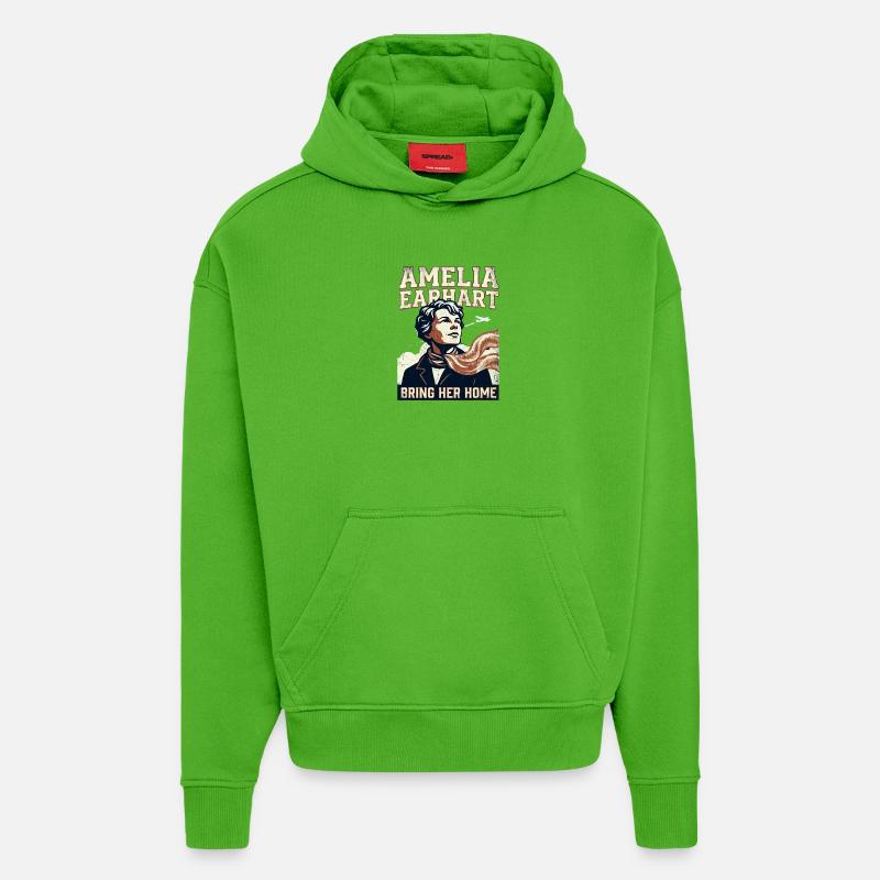 Amelia Earhart – Ramène-la à la maison - Sweat à capuche bio épais oversize fabriqué en UE - Apple Neon