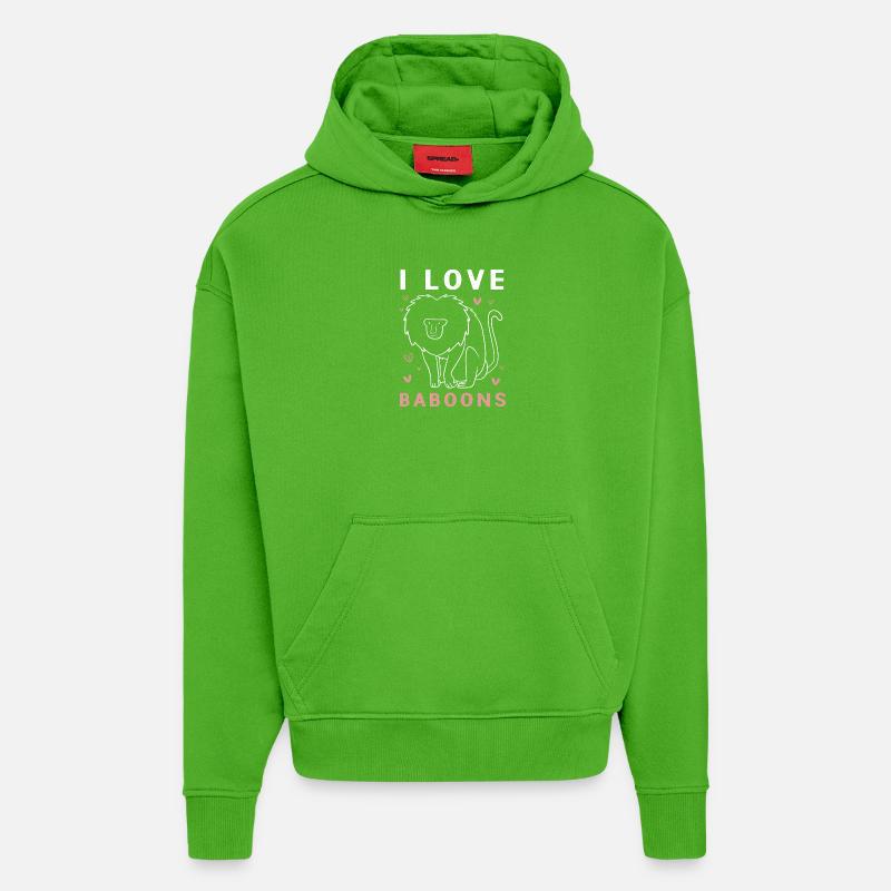 Baboon Primate Monkey Monkey Baboon - Hoodie- made by SPREAD - Apple Neon