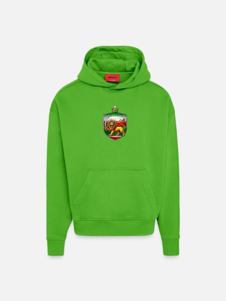 Löwe mit Schwert Wappen Persien - Hoodie- made by SPREAD - Apple Neon