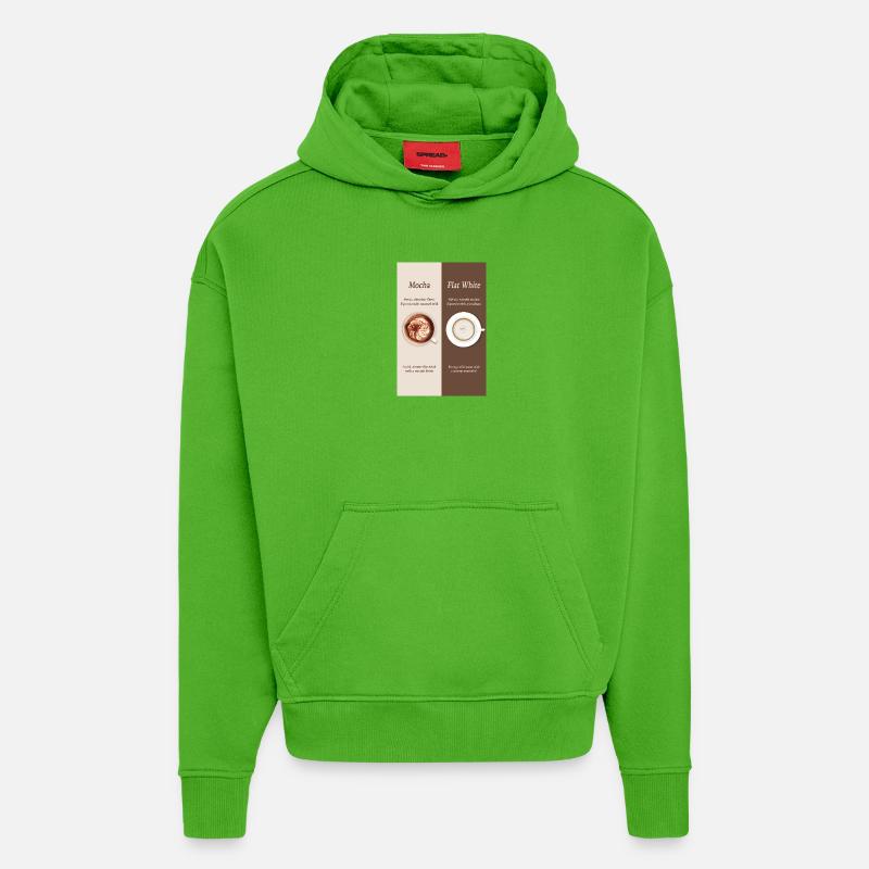 Affiche Moka vs café blanc plat - Sweat à capuche bio épais oversize fabriqué en UE - Apple Neon