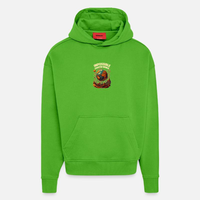 Impossible Roller Coaster World - Sweat à capuche bio épais oversize fabriqué en UE - Apple Neon