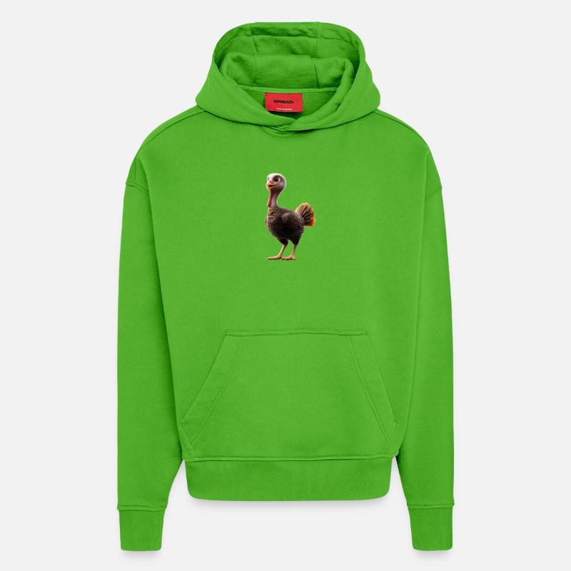 Dinde Poules Oiseaux Dinde - Sweat à capuche bio épais oversize fabriqué en UE - Apple Neon
