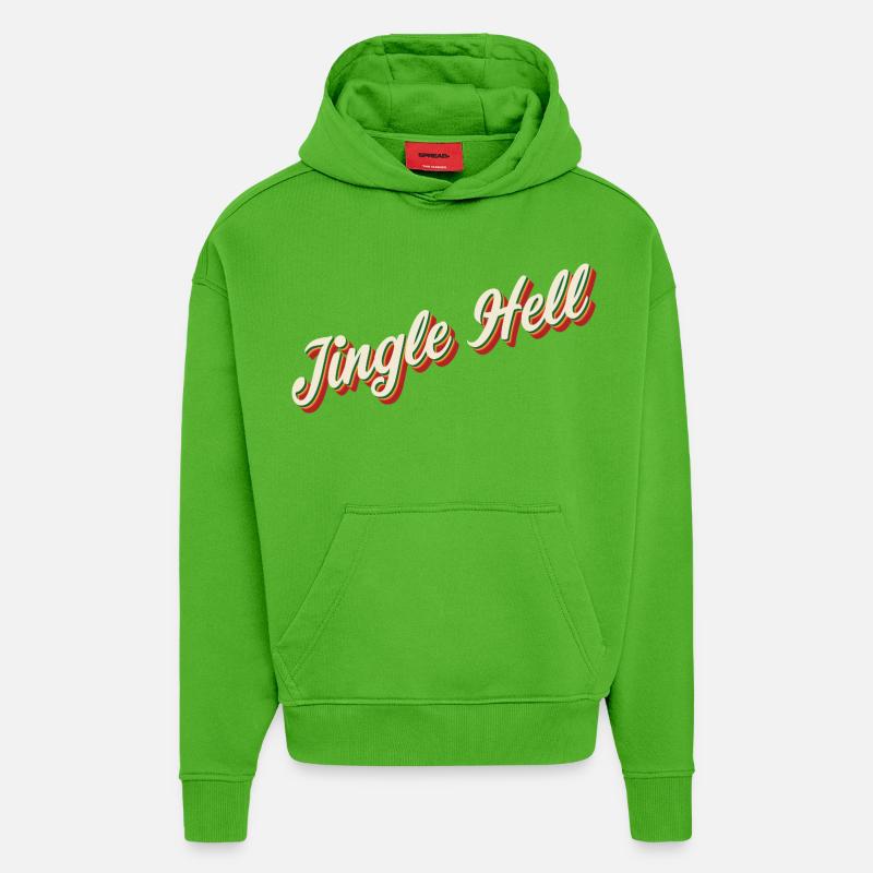 Jingle Hell Conception de Noël - Sweat à capuche bio épais oversize fabriqué en UE - Apple Neon