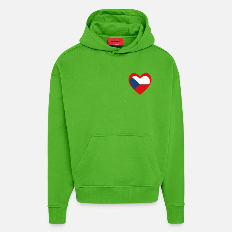 Červené Srdce Česko - Sweat à capuche bio épais oversize fabriqué en UE - Apple Neon