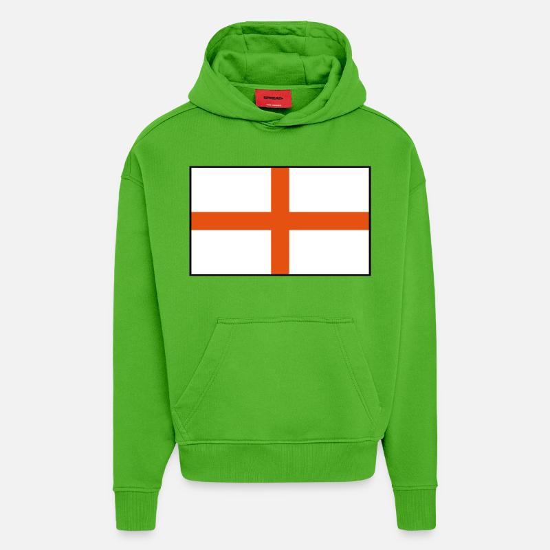 Indicateur d’Angleterre 2 - Sweat à capuche bio épais oversize fabriqué en UE - Apple Neon