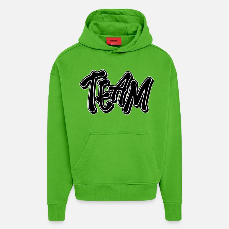 Équipe - Sweat à capuche bio épais oversize fabriqué en UE - Apple Neon