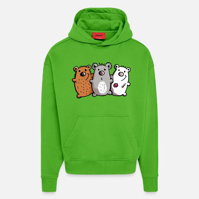 Bären Trio - Bärchen - Koala - Eisbär - Braunbär - Hoodie- made by SPREAD - Apple Neon