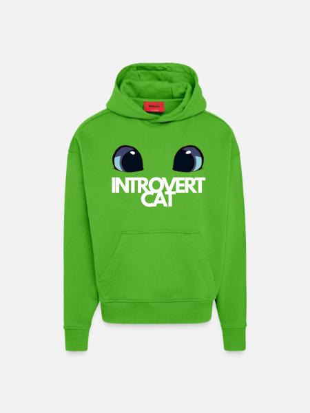 Introvert Cat Blue Eyes - Hoodie- made by SPREAD  - Apple Neon