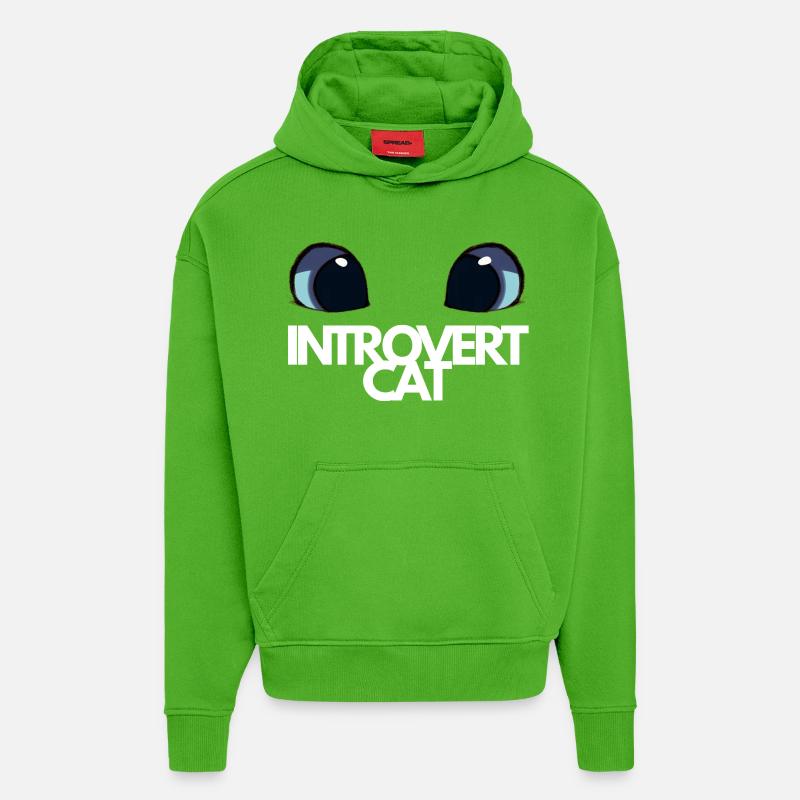 Introvert Cat Blue Eyes - Hoodie- made by SPREAD  - Apple Neon