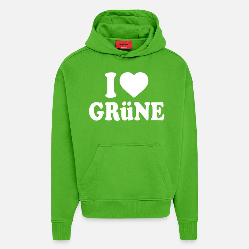 J’adore le vert - Sweat à capuche bio épais oversize fabriqué en UE - Apple Neon