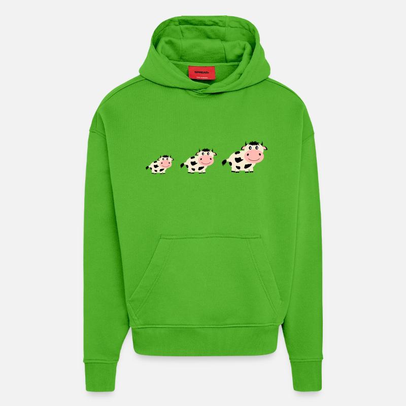 Kuh Kühe Comic - Hoodie- made by SPREAD  - Apple Neon