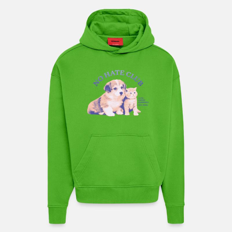 No Hate Club – Douce harmonie - Sweat à capuche bio épais oversize fabriqué en UE - Apple Neon