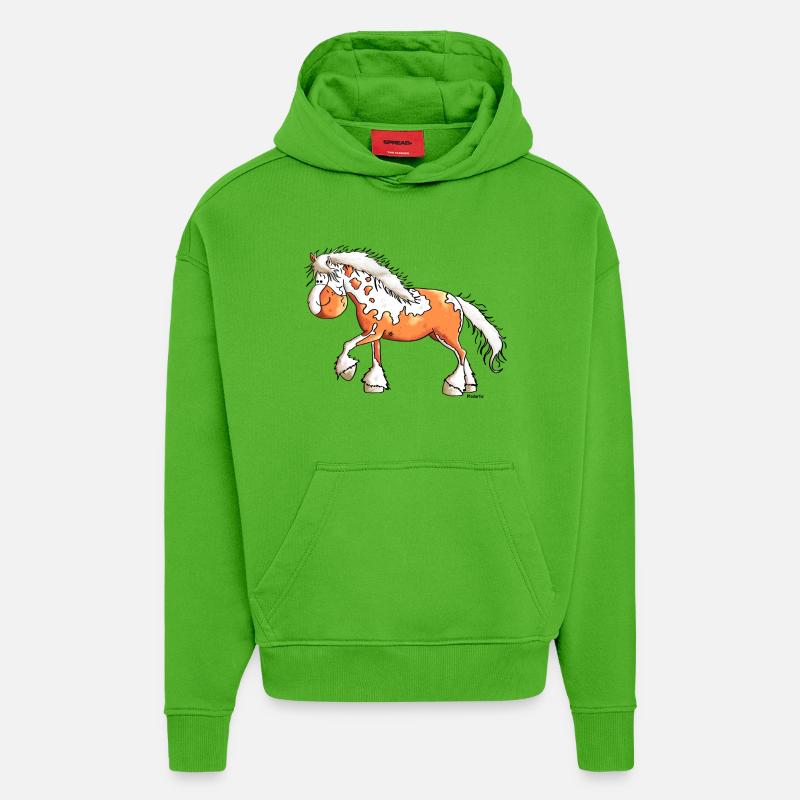 Occidental De Cheval Drôle - Chevaux - Sweat à capuche bio épais oversize fabriqué en UE - Apple Neon